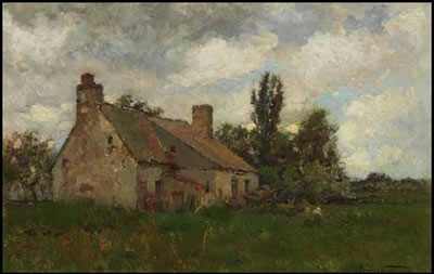 Percy Franklin Woodcock : Landscape with Cottage