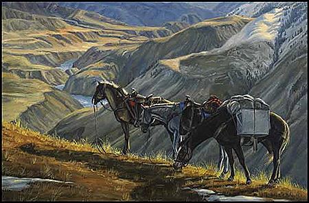 Jack McLean : Empire Valley, BC with Three Horses in Foreground