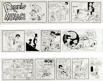 Hank Ketcham : Dennis The Menace Sunday Comic Strip Original Art, dated 2-3-52 (Post-Hall Syndicate Inc., 1952)