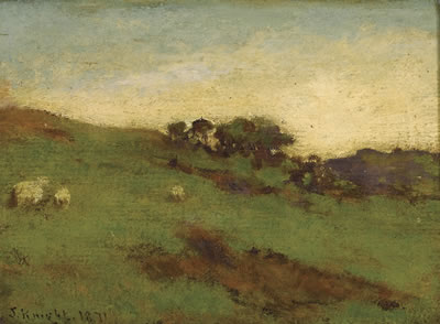 Joseph Knight : Landscape with Sheep, 1871