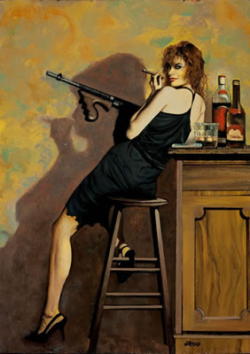 Ron Lesser : Deadly Dames #3, unpublished painting