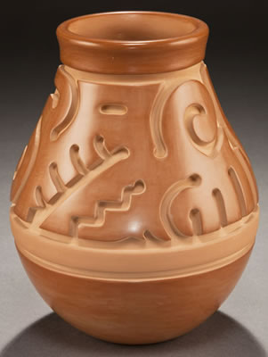 Nathan Youngblood : A SANTA CLARA CARVED BUFFWARE JAR