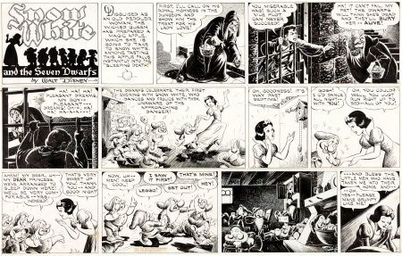 Hank Porter : Snow White and the Seven Dwarfs Sunday Comic Strip Original Art dated 3-20-38 (Walt Disney Enterprises, 1938).