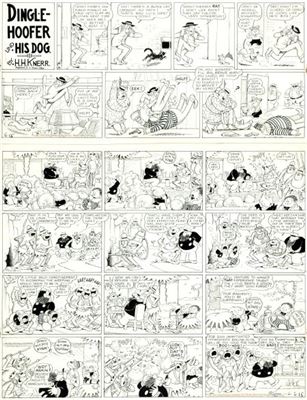 Harold Knerr : Katzenjammer Kids Sunday Comic Strip with Matching Dinglehoofer and his Dog Adolph Topper Original Art dated 6-15-41 (King Features, 1941).