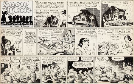 Hank Porter : Snow White and the Seven Dwarfs Sunday Comic Strip Original Art dated 3-13-38