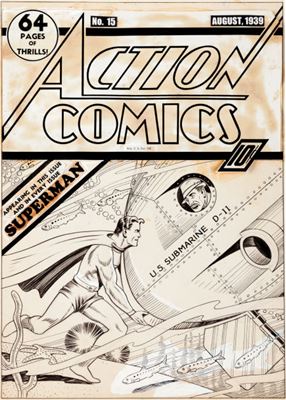 Fred B Guardineer : Fred Guardineer Action Comics #15 Superman Cover Original Art