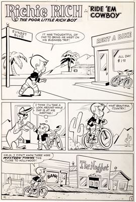 Steve Muffatti : Steve Muffatti Little Dot #4 Richie Rich 'Ride 'em Cowboy' Complete 5-Page Story Original Art