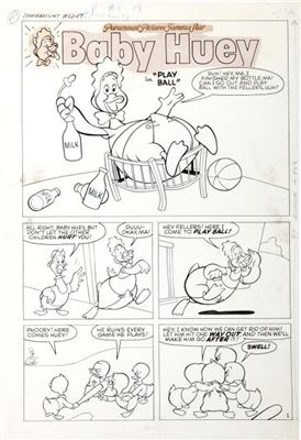 Marty Taras : Marty Taras Harvey Hits #60(Paramount Animated Comics #1) Complete 5-page Baby Huey Story Original Art