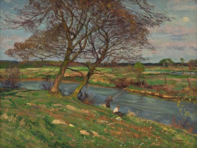 Wilhelm Fritzel : Angler am Fluss