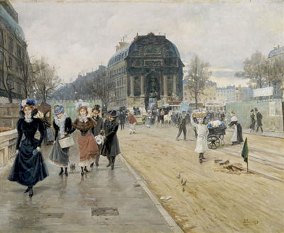 Joaquin Pallares Allustante : Market Scene in Paris