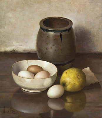 Henk Bos : Still Life with Eggs and Pear