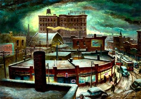 Robert W Addison : Winter Night, Chicago, 1950