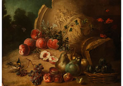 Nicolas Bachelier : FRÜCHTESTILLEBEN MIT ANTIKER VASE