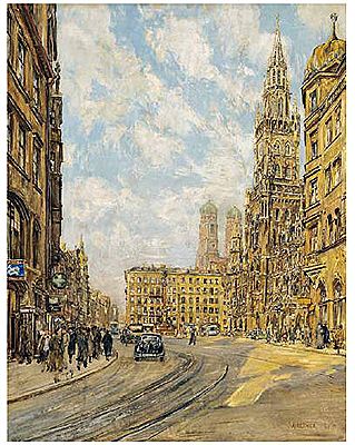 Karl Walther : Blick auf den Marienplatz in München