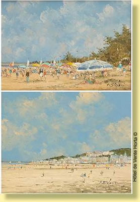 Pierre Stefani : 'Plage sur l'île de Ré' et 'Trouville'. (pair)