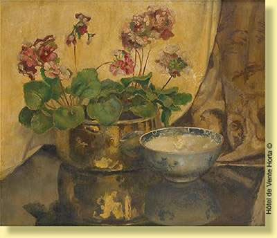 Robert Boudry : Composition aux fleurs et au bol chinois