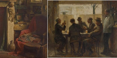 Georges Van Raemdonck : Au café du commerce' et 'Intérieur de l'artiste'.