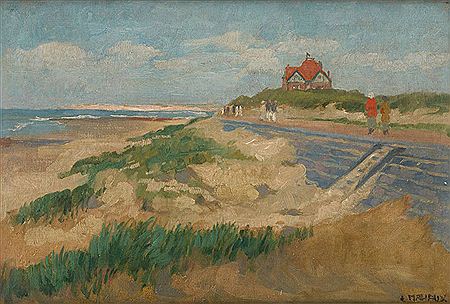 Eugène Mahaux : La plage du Lekkerbek à Knokke en 1922