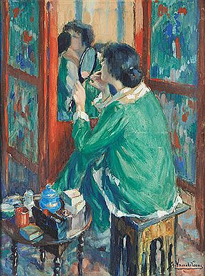 Jules van de Leene : 'Le pyjama vert' (couleurs fauves)