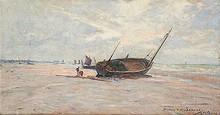 Herman Van den Berghe : Barque de pêche échouée sur la plage de La Panne.