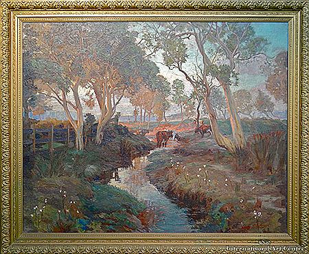 James Fraser Scott : Cattle Watering in a Stream