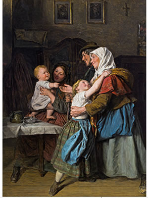 Ferdinand Georg Waldmuller : Visit from the grandparents