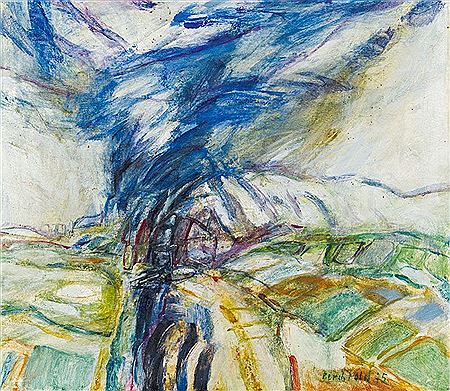 Hubert Berchtold : Bewegte Landschaft mit Rauchzeichen, 1975