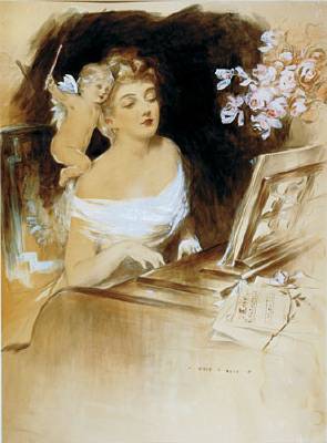 Henry Hutt : Woman and Cupid at the piano