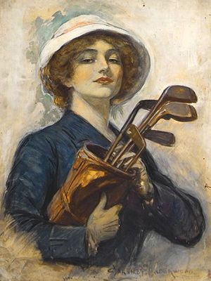 Clarence Frederick Underwood : Woman with Golf Clubs