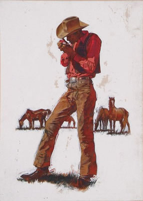 David Blossom : COWBOY ON THE RANGE OF BOX OF CIGARETTES