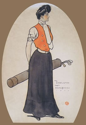 Edward Penfield : STANDING WOMAN GOLFER