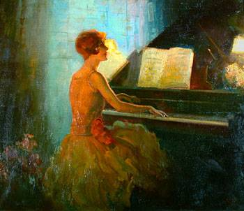 Clark Agnew : Elegant Young Woman Playing Piano