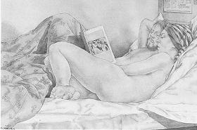 Dewitt Hardy : Couple in bed with book