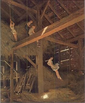 Victor Coleman Anderson : Children playing in hay loft