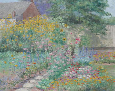 Hallie Pace Prow : Brown County Cabin with Flower Garden