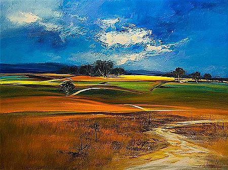 Derric Van Rensburg : Extensive Landscape with Farmhouses