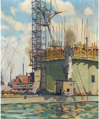 Bernice Fenwick Martin : BUILDING OF VICTORY MILLS, TORONTO HARBOUR