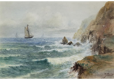 Thomas Harrison Wilkinson : COASTAL SCENE WITH SHIPS