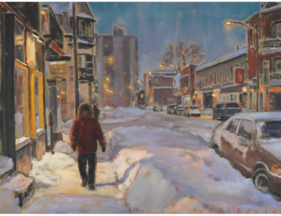 Richard Montpetit : PISTE CYCLABLE SOUS LA NEIGE, RUE RACHEL