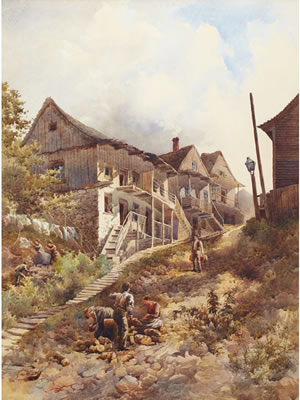 Charles MacDonald Manly : OLD HOUSES, POINT LEVIS, QUEBEC