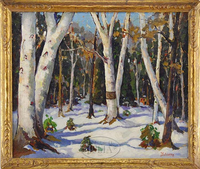 Henry J Billings : WINTER BIRCHES