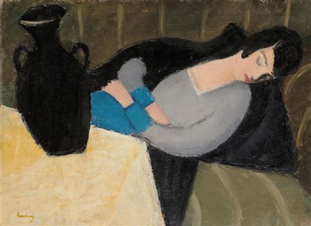 Robert Bereny : Sleeping woman with a black vase (Woman asleep), 1927-1928