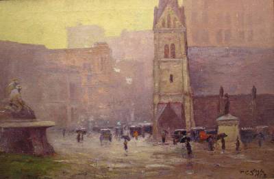 Theodore Clement Steele : Rainy Day, Christ Church