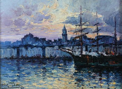 Italo Giordani : SUNSET, MARSEILLE HARBOR