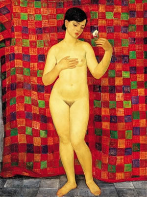 Jozsef Banathi-Schwerak : Nude with flower