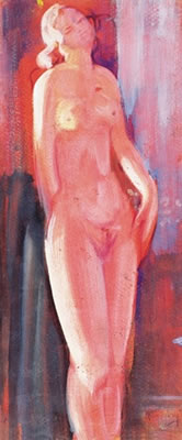 Gyorgy Ruzicskay : Female Nude in Red Light