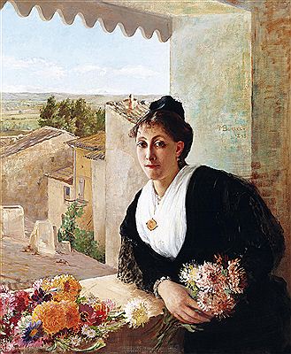 Felix Mestres Y Borrel : Woman with Flowers in Provence