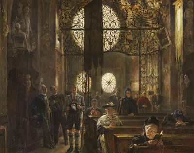 Carl Wilhelm Anton Seiler : Gläubige und staunende Besucher in der Asamkirche in München (St. Johann-Nepomuk-Kirche)