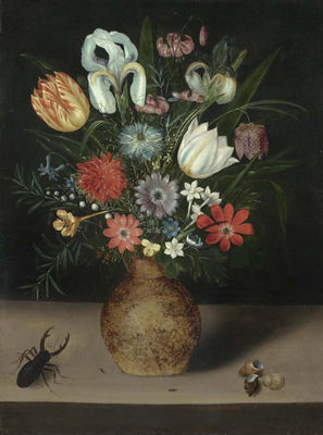 Peter Binoit : Engobe vase with flowers