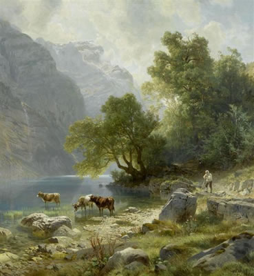 Johann Gottfried Steffan : Klönsee in the Glarner alps.